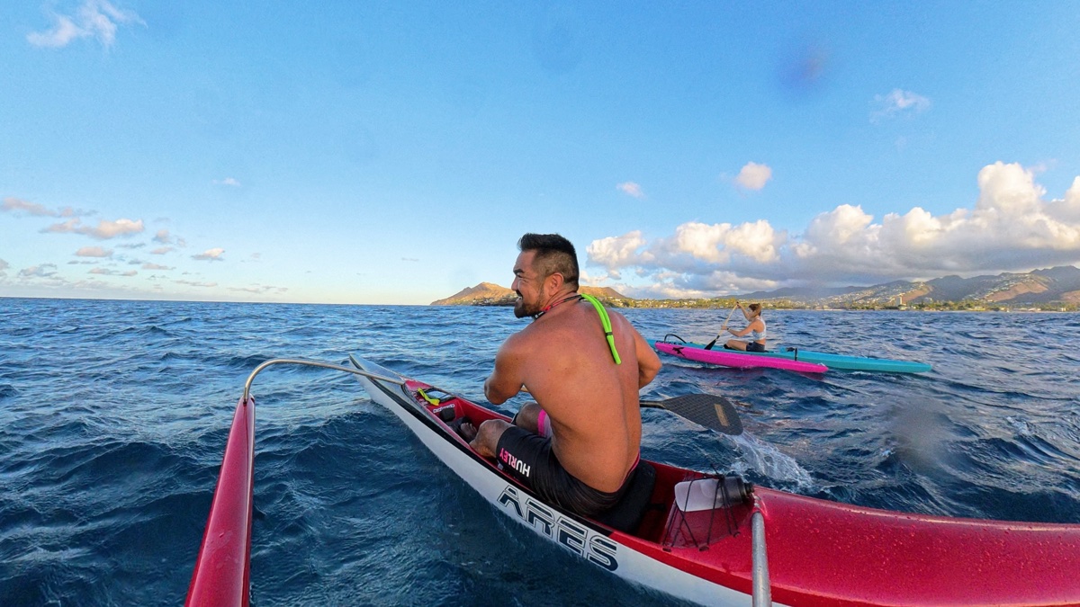 Outrigger canoe paddle close-up